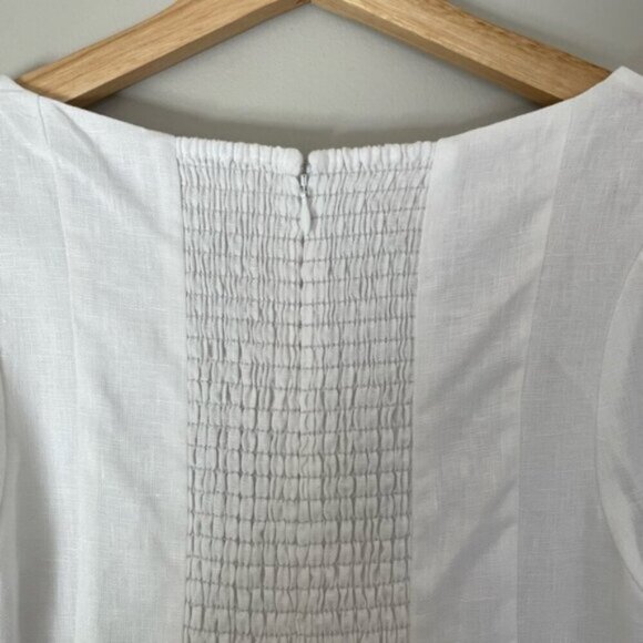 NEW Reformation Coucou Midi Linen Dress Puff Sleeves White | US 4 UK 8 - Picture 9 of 12